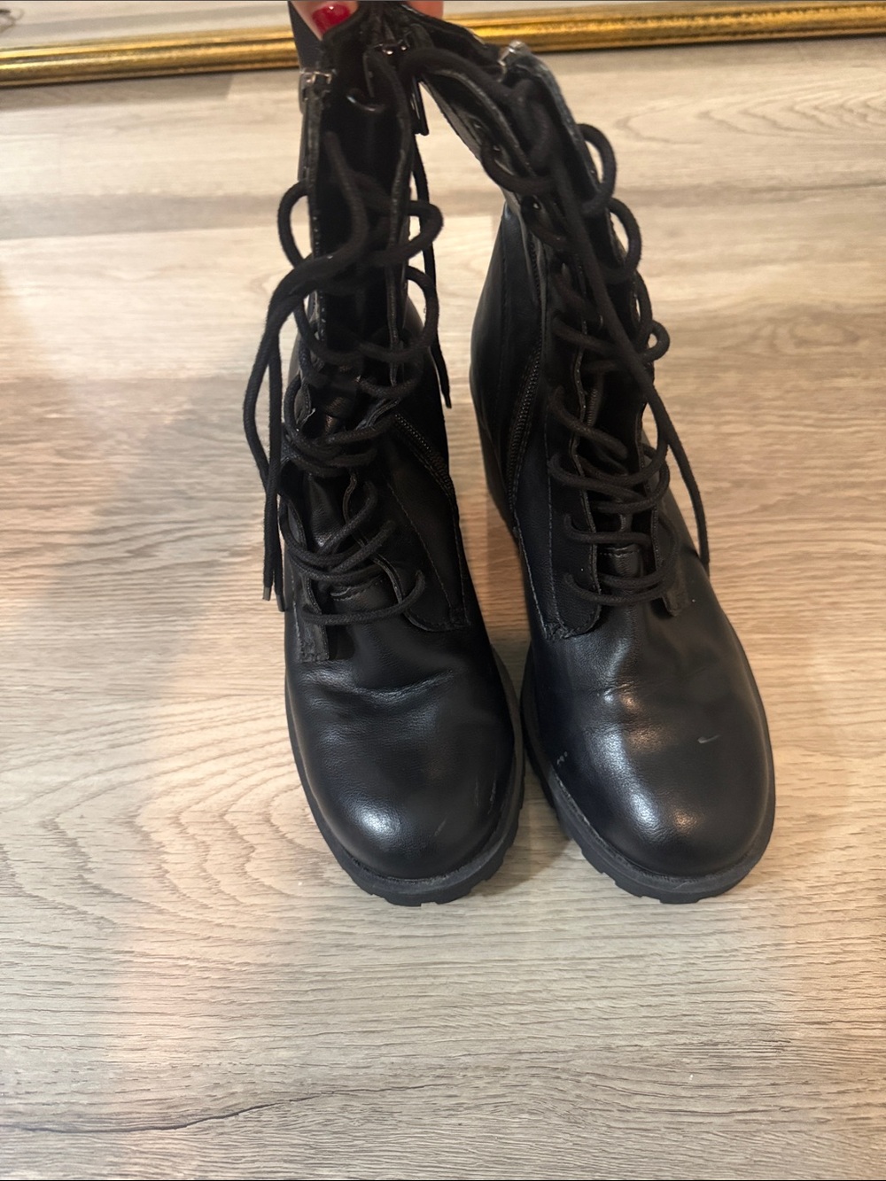 Black Lace-Up Women's Combat Boots